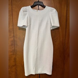 White and grey striped Calvin Klein Bodycon Dress